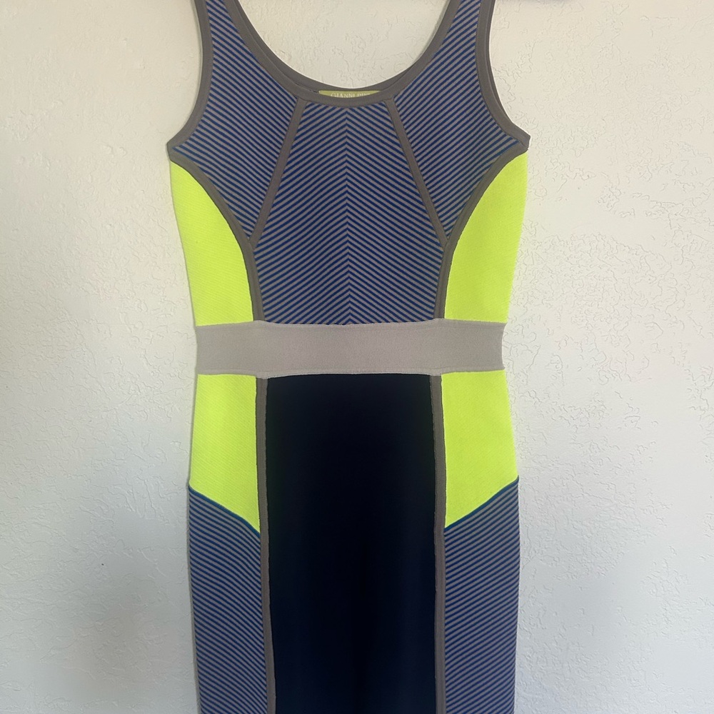 Gianni Bini Blue and Black Bodycon Mini Dress